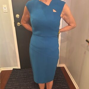 Roland Mouret One-Shoulder Teal Dress